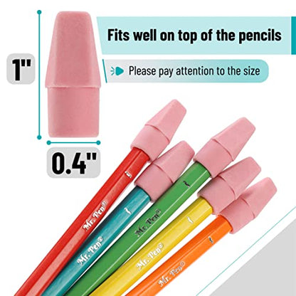 Mr. Pen- Pencil Top Erasers, 120 Pack, Pink, Latex-Free | No-Smudge Cap Pencil Erasers for Precise Erasing, Kids, Teachers, Studying Supplies - color: Pink, size: 120 Pack