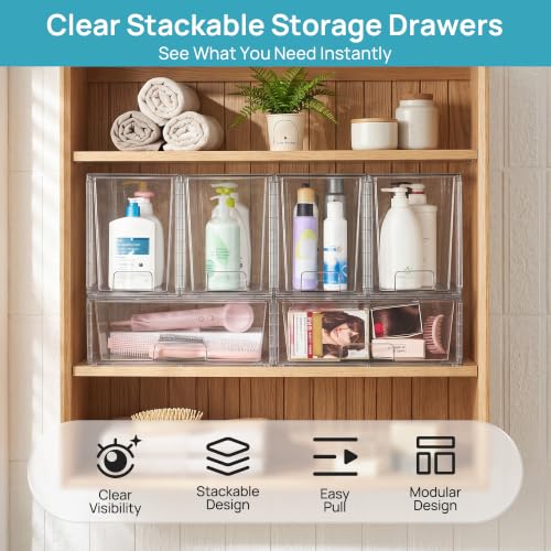 Vtopmart 6pack Clear Storage Dawers - style: 2 Wide+4 Large