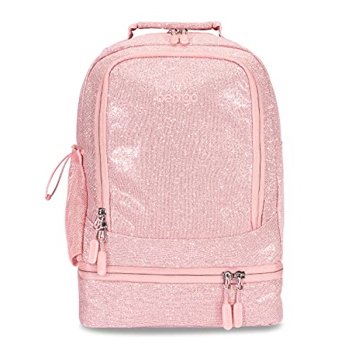 Bentgo Kids 2-in-1 Backpack & Insulated Lunch Bag - Glitter Designed 16” Backpack for School & Travel - Durable, Water Resistant, Padded, & Large Compartments (Glitter Edition - Petal Pink) - color: Glitter Edition - Petal Pink