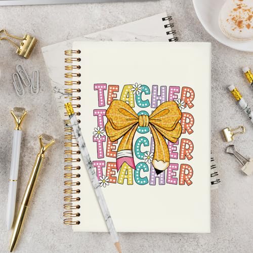 Teacher Notebook Journals, Teacher Appreciation Gifts for Women, Cute Bow Hardcover College Ruled Spiral Notebook Journal for Work Notes Journaling, 5.5x8.3 Inch - color: Bow