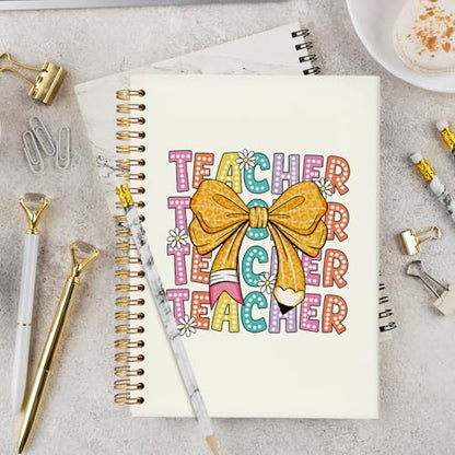 Teacher Notebook Journals, Teacher Appreciation Gifts for Women, Cute Bow Hardcover College Ruled Spiral Notebook Journal for Work Notes Journaling, 5.5x8.3 Inch - color: Bow