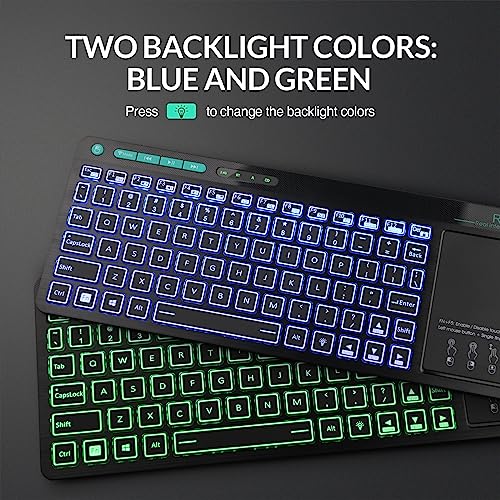 (Dual Mode) Rii RT518S Wireless and Bluetooth 2-LED Color Backlit Multimedia Keyboard with Multi-Touch Big Size Trackpad,Rechargable Keyboard for Android TV Box,PC,Tablets,Smart TV, HTPC, IPTV,Windows - style: 2.4G+Bluetooth(New Version)