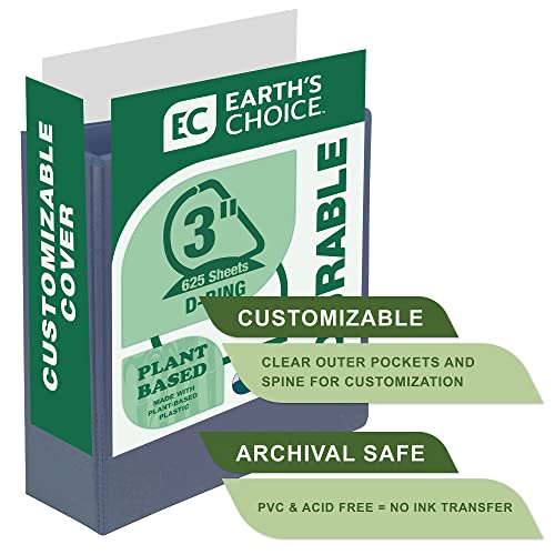 Samsill Earth's Choice, 3-Inch Durable D-Ring View Binder 2 Pack, USDA Certified Biobased, Eco-Friendly, Indigo Blue - color: Indigo, size: 3-Inch, style: 2 Pack