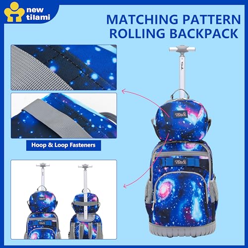 NEW TILAMI Rolling Backpack for Kids 18 Inch Wheeled Laptop Backpack Kids School Travel - color: Deep Space