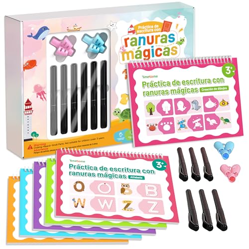 Large Magic Grooved Writing Practice for Kids 3-5 – Spanish Edition | Grooved Writing Books Ages 6-8, Handwriting Practice for Kids 5-7, Preschool Tracing Workbook for Boys & Girls - size: Spanish