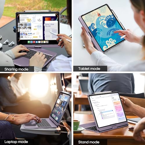 Keyboard Case iPad Air 13 inch, Pro 13 and Pro 12.9" (6th-3rd Gen) Purple | Pekarejue 360 Rotatable, Trackpad, Backlit, Pencil Holder, Fit iPad Air 13 M4 M3 M2, M5 M4 Pro 13"/12.9" (6th 5th 4th 3rd ) - color: Metallic Purple, size: iPad Air/iPad Pro (13"/