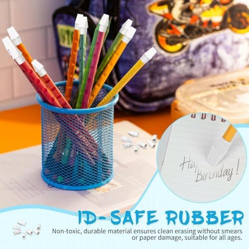 40 Pack Pencil Eraser Caps, White Pencil Top Erasers, Pencil Eraser Toppers for Writing, Drawing, Office, Home, Bulk Pencil Cap Erasers for Pencil Correction, Stationery Supplies