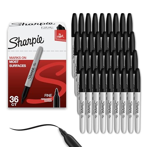Sharpie Permanent Markers, Bulk Set, Fine Tip Markers, For Plastic, Metal, Wood, And More, Black, 36 Count - size: 36 Count