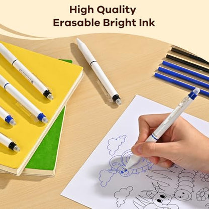 18 Counts Erasable Gel Pens, 0.7mm Fine Point Retractable Clicker Pens with 18 Black Blue Refills,Make Mistakes Disappear for Writing Planner Drawing and Crossword Puzzles - color: Black/Blue Ink - 18 Pack