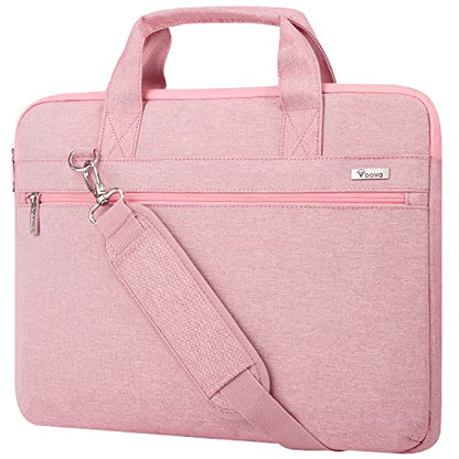 Voova Laptop Bag 15.6 Inch, 360° Protective Computer Case Sleeve Compatible with MacBook Air 15, MacBook Pro 15/16, 15-16” Lenovo Asus Acer Dell Hp, Waterproof Slim Briefcase for Women, Pink - color: Pink, size: 14-15.6 inch