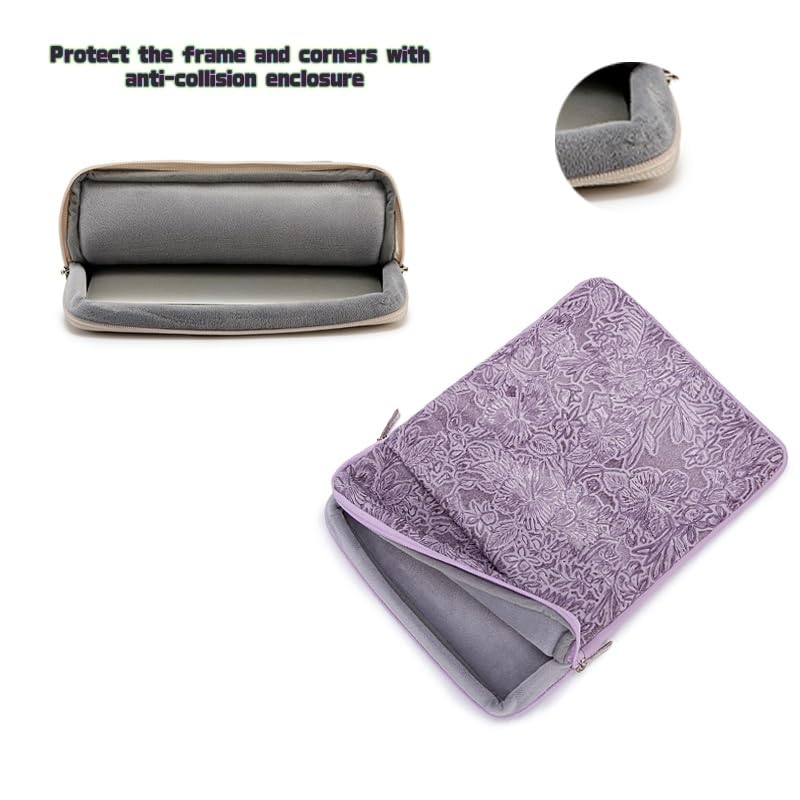 Kinmac 360° Protective Vertical Laptop Sleeve Case Cover Bag (Purple Flower PU, 12.5 inch-13.3 inch) - color: Purple Flower PU, size: 12.5 inch-13.3 inch