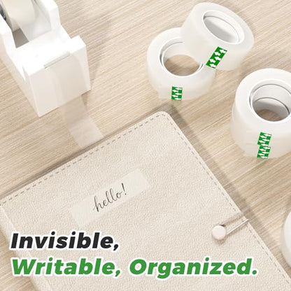 SWRT Invisible Tape Refills, 24 Rolls, 3/4 in x 800 in, Matte Finish | Blends into Paper; Easy to Write On; Neat Paper Repairs; Quick Label Fixes; Fits Tape Dispensers; Office, School, Home