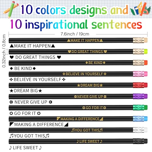 Eersida 80pcs Color Changing Pencil Bulk Back to School Pencils with Eraser Encourage Saying Thermochromic Fun Pencils for Kids Students Classroom First Day of School Gifts (Positive) - style: Positive