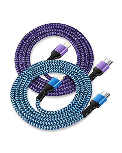 USB C to Lightning Cable 3ft, Apple Certified Powerline C-Type Charger Cord | Fast Charging Apple Original Lighting Wire for iPhone 14 13 13 Pro 12 Pro Max 12 11 X XS Plus, AirPods, Power Delivery Speedy - color: Blue, Purple, size: 3FT, style: USB C to L