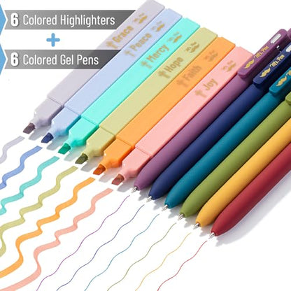 Mr. Pen- Aesthetic Highlighters and Gel Pens, 12 Pack | Bible Highlighters No Bleed, Colored Ink Gel Pens, Fast Dry and No Smear for Bible Journaling, Planner, School Supplies