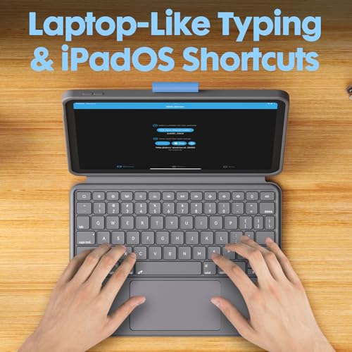Wireless Keyboard Case for iPad 10th Generation, Bluetooth Wireless Detachable Magnetic Stand Rechargeable Keyboard with Folio Slim Compact Removable Cover with Trackpad, Backlit Keys - color: Blue