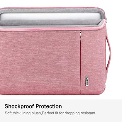 LANDICI 360° Protective Laptop Sleeve 13-14 Inch, Computer Bag Carrying Case for MacBook Air 13 M1/M2, MacBook Pro 13/14, Chromebook 14, Women, Slim, Shockproof, Waterproof, Pink - color: Pink, size: 13-14 Inch