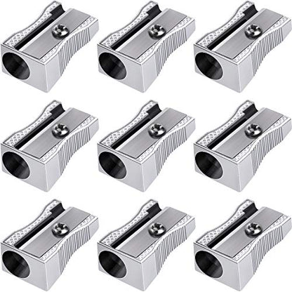 Frienda 48 Pack Metal Pencil Sharpeners Handheld Metal Mini Sharpeners Manual Pencil Sharpeners with Single Hole Aluminum Alloy Sharpener for Standard Size(Silver)