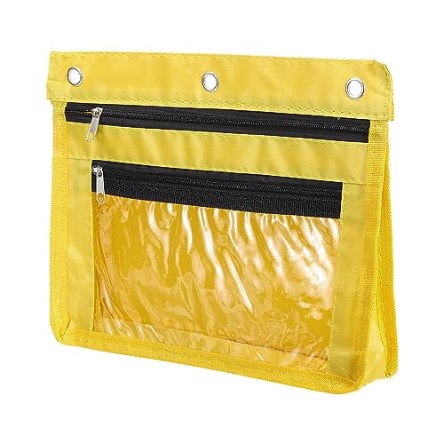 PATIKIL Expandable Pencil Pouch for 3 Rings Binder, 1 Pack Oxford Cloth Large Capacity Zipper Binder Pouch Pencil Case for Office Home, Yellow - color: Yellow