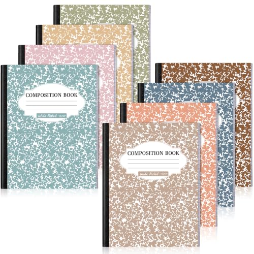 Colarr 8 Pack Composition Notebook 9.75 x 7.5 Inch Wide Ruled Marble Paper Composition Books Assorted Fun Colors Office School Notebook, Hard Cover, Sturdy Sewn Binding (Grad Gray Color) - color: Grad Gray Color