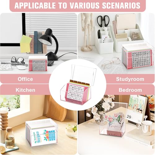 DLUGOPIS 3x5 Rose Gold Index Card Organizer Recipe Card Box Acrylic Flash Card Holder Index Card Box with Mirro Base 150 Ruled Lined Index Cards 30 Kraft Dividers Stickers For Holds 400 Note Cards - color: Rose Gold