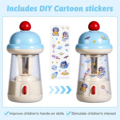 Rechargeable Electric Pencil Sharpener, 6-12mm Auto in & Out Fully Automatic Pencil Sharpener for Kids, Large Capacity Battery Powered, with Cartoon Stickers Ideal for Classroom & Home (Blue-White) - color: Blue-white