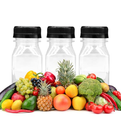 10 PCS 4 oz Plastic Juice Bottles with Lids | Empty Clear Milk Bottles with Lids, Beverage Containers for Juice, Milk and Other Drink - size: 4 oz / 120 ml