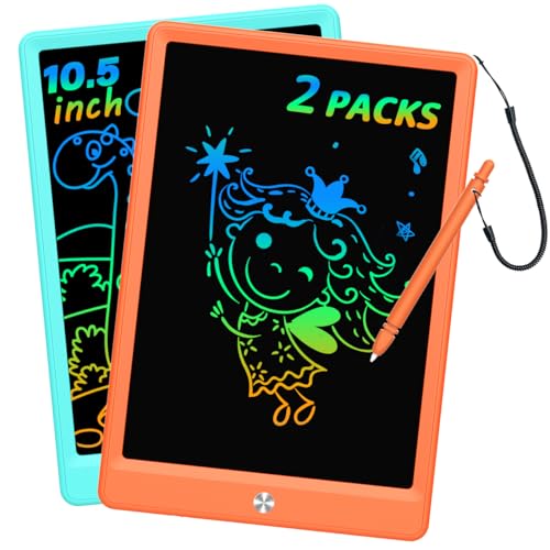 BUKEBU LCD Writing Tablet Doodle Board, Colorful Drawing Pad, Electronic Drawing Tablet, Drawing Pads,Travel Gifts for Kids Ages 3 4 5 6 7 8 Year Old Girls Boys (10.5 inch, Blue&Orange) - color: Blue&orange, size: 7"W x 10.4"H