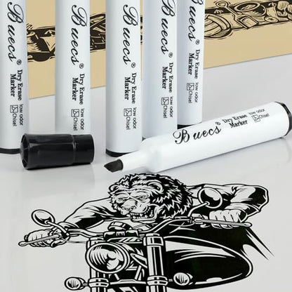 Buecs Black Dry Erase Markers, Low-Odor, 80 Count, Chisel tip, Perfect for Writing on Whiteboards, Dry-Erase Boards, Glass, Office Supplies