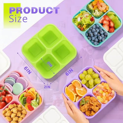 4 Pack Snack Containers Bento Box Adult Lunch Box,Meal Prep Container, Reusable Food Storage lunch Containers Stackable for Work, Travel and Gym (Grass Green, Pink, Green, Purple) - color: Grass Green, Pink, Green, Purple