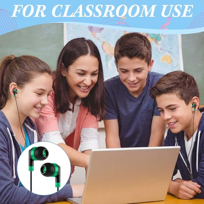 Kigeli 300 Packs Bulk Earbuds Headphones Wired Earphones for Classroom Kids Colorful in Ear Students Ear Buds with 3.5mm Jack for Laptop School Library Supplies, No Microphone (Interlaced Black) - color: Interlaced Black