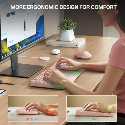 PHILIPS Wireless Keyboard and Mouse Combo-Ergonomic Keyboard and Mouse Wireless Combo with Silent Design,Plug n' Play,Sleep Mode and 2.4GHz Keyboard for Mac, Windows, Laptop-Pink - color: Pink