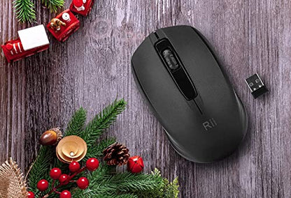 Rii Wireless Mouse, 2.4G Portable Computer Mice for PC, Laptop, Windows, Office Included Wireless USB dongle, Black - color: black