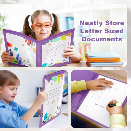 Henoyso 24 Pcs Plastic Folders with Clear Front Pockets Heavy Duty Take Home Back to School Pockets Homework Folders for School Students Parent Teacher Classroom Communication (Purple) - color: Purple