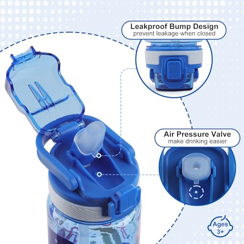 Kids Water Bottle for School, 20 Oz Plastic Water Bottle with Silicone Spout and Pop-Up Cover, BPA Free & Dishwasher Safe (Marine Animals) - color: Marine Animals, size: 20 Ounces