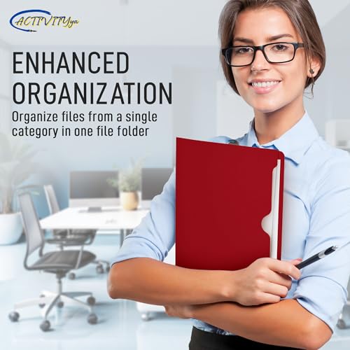Red File Jackets, Flat-No Expansion, Letter Size, Reinforced Straight-Cut Tab, 10 Pack - color: Red