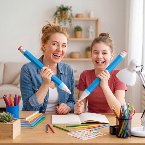 Tinlade 6 Pcs Wooden Jumbo Pencils for Prop, Funny Huge Blue Giant Pencil 14 Inch for Home and School Supplies, Kids, Preschoolers - color: Blue