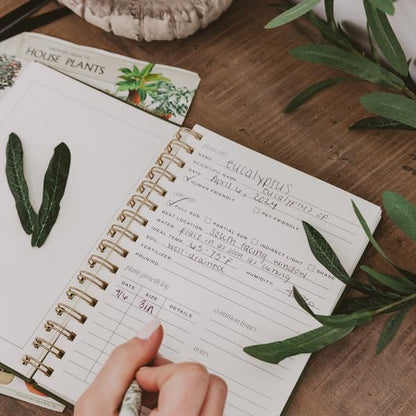 Sweet Water Decor Plant Journal, Cute Lined Spiral Notebook for Women, 125 Prompt Pages for Writing & Tracking Plant Growth, Green Matte Laminate Hardcover Diary with Gold Foil Details - style: Plant