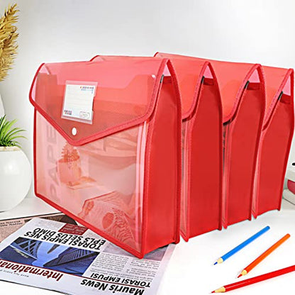 YoeeJob Plastic File Folders Legal Size 2 Pcs, Expandable Document Folder with Snap Button Closure, A4 Expanding File Wallet Envelopes Pouch with Label Pocket, Red - color: Red, size: 2 Pack