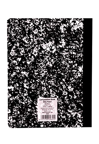 Mintra Office Composition Books - Sturdy Flexible Cover (4 Pack, Black Marble Comp - Wide Ruled) - color: Black Marble Comp - Wide Ruled, size: 4 Pack