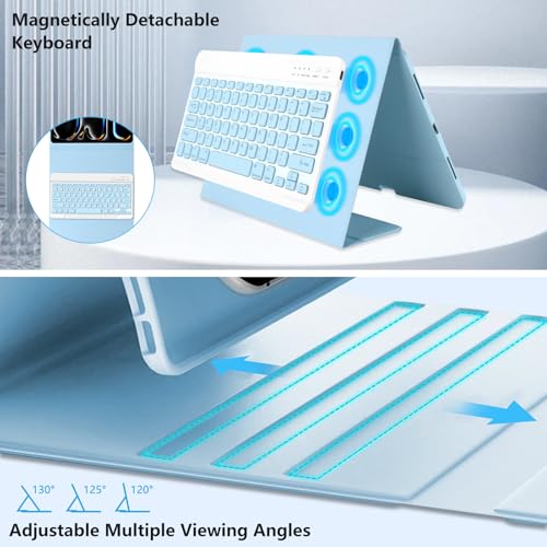 aMZCaSE for iPad Pro 13 inch Case with Keyboard (M5/M4) 2025/2024, Keyboard Case for iPad 13 Pro Magnetic Detachable Folio Slim Pro 13 Stand Cover,Smart Sleep/Wake,Pencil Holder,Light Blue - color: Light Blue