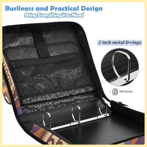 Car 2inch 3 Ring Zipper Binder Multi-Pocket Storage Holds 14 Inch Laptop for Students and Office Use - color: Car