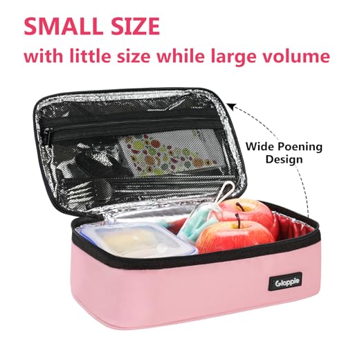 Gloppie Small Lunch Bag - Insulated Lunch Box, Mini Lunchbox Lunch Cooler Bag, Petty Food Containers, Snack Bag, for Adult, Pink - color: Pink