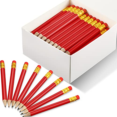 Outus 72 Pieces Golf Pencils Half Pencils with Eraser Mini Bulk Short #2 HB Pre Sharpened for Bridal Shower Wedding Office(Red) - color: Red