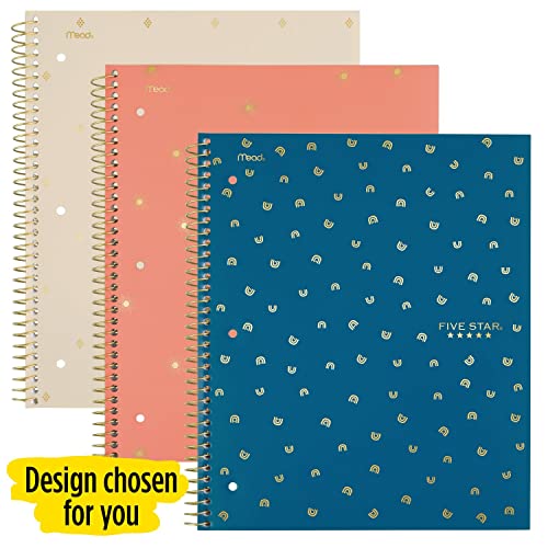 Five Star Spiral Notebook + Study App, 1 Subject, College Ruled Paper, 8-1/2" x 11", 80 Sheets, 1 Count, Selected Design Will Vary (820156F) - color: Design Chosen For You