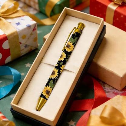 Ballpoint Pen 4Pcs Click Black Ink Metal Retractable 1.0 mm Medium Ballpoint Pens Quick Dry for Office School (Big Flowers) - color: Big Flowers