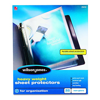 Wilson Jones Sheet Protectors, Heavy Weight, Top-Loading, Non-Glare, 50 Sheets/Box (W21412) - size: 50/Box, style: Non-Glare