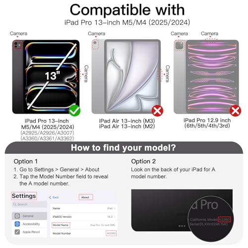JETech Clear Case for iPad Pro 13-Inch M5/M4 (2025/2024), Anti-Yellowing Transparent Shockproof Slim Tablet Back Cover with Hard PC Back and Soft TPU Bumper - size: iPadPro13(2025/2024)