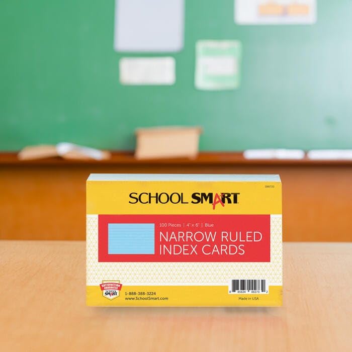 School Smart Ruled Index Card, 4 x 6 Inches, Blue, Pack of 100 - color: Blue, size: 4 x 6 Inches