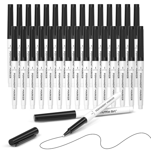 Shuttle Art Permanent Marker, 30 Pack Ultra Fine Point Black Permanent Marker set, Works on Plastic,Wood,Stone,Metal and Glass for Doodling, Marking - size: 1 Count (Pack of 30), style: 30 Pack Black